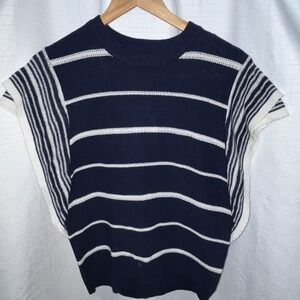 Andree By Unit Navy White Stripe Knit‎ Top Womens S Flutter Sleeve Coastal NWT
